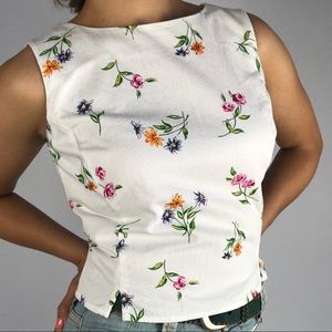 Vintage 1990s Talbots white floral print tank top